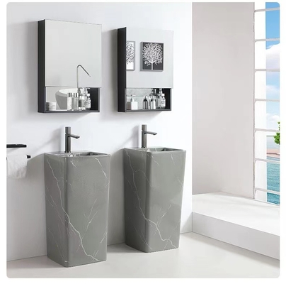 Μήκος 820mm 850mm αντίθετο κύπελλο ματαιοδοξίας τοπ λεκανών μεταλλινών βάθρων γκρίζο